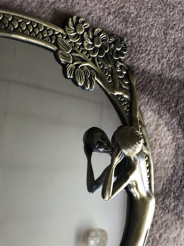 Preview of the first image of Vintage art nouveau table top mirror.