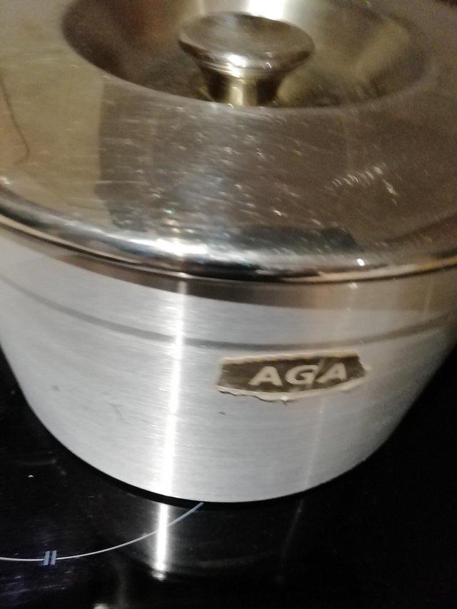 Preview of the first image of Aga stainless steel saucepan 5.0 litre.