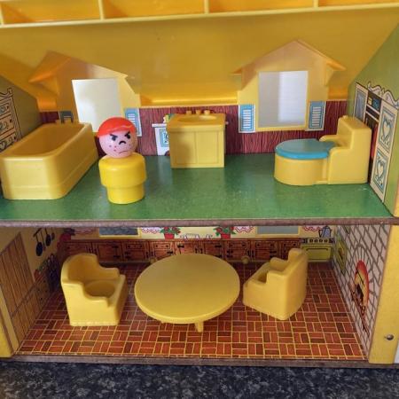 Image 3 of Vintage Fisher Price play Family House, furniture, figures