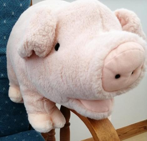 Image 17 of A Medium Sized Keel Simply Soft Pink Plush Pig.