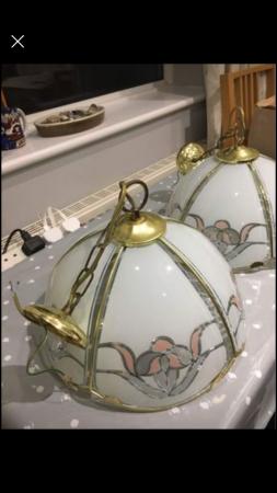 Image 1 of Pair of “Art Nouveau” style glass lampshades