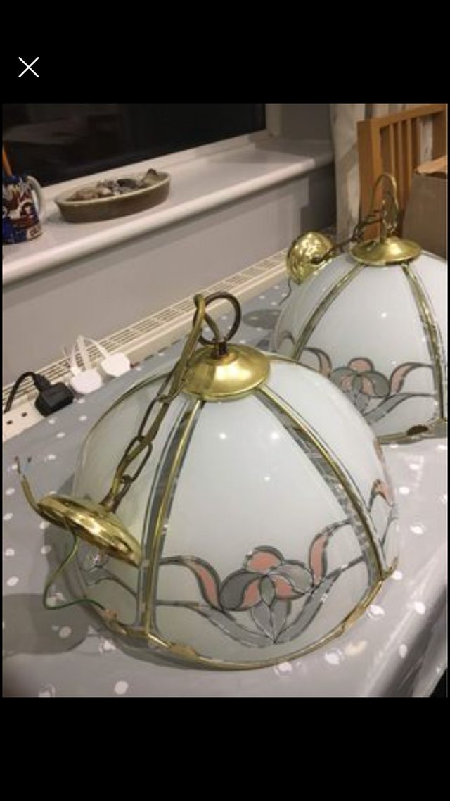 Preview of the first image of Pair of “Art Nouveau” style glass lampshades.