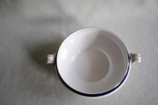 Image 2 of Victorian Regal Pottery Serving Dish White With Blue Line