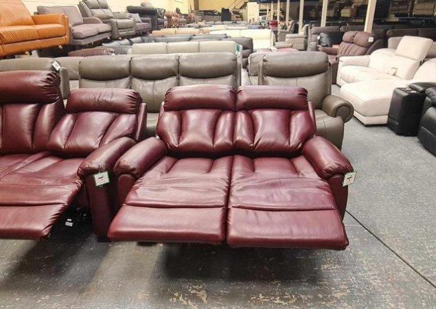 Image 13 of La-z-boy Georgina burgundy leather electric 3+2 seater sofas