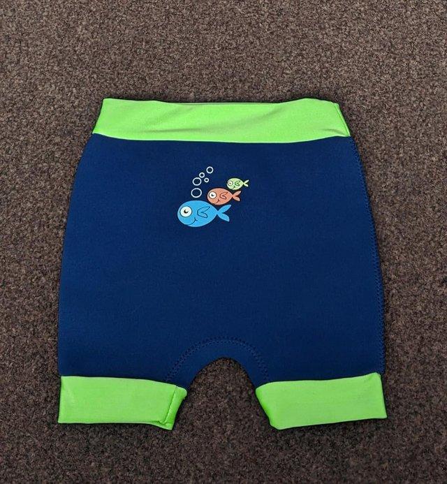 Preview of the first image of Swimbest Navy/Lime Green Nappy Shorts - Size up to 11Kg. BX4.