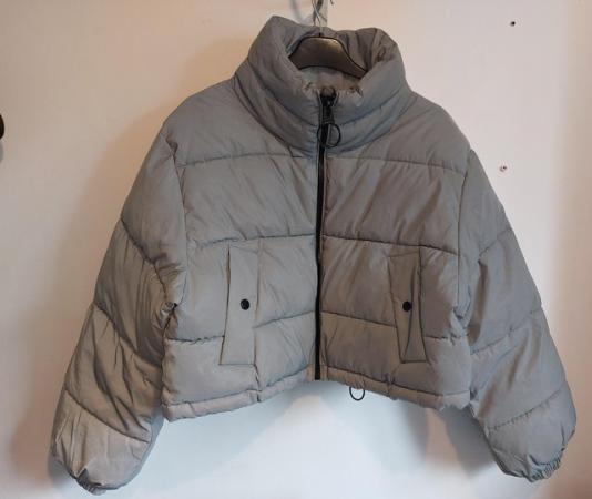 Image 3 of Pull & Bear silver bomber jacket size medium