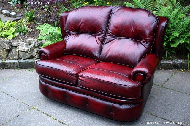 Image 56 of SAXON OXBLOOD RED LEATHER CHESTERFIELD SETTEE SOFA ARMCHAIR