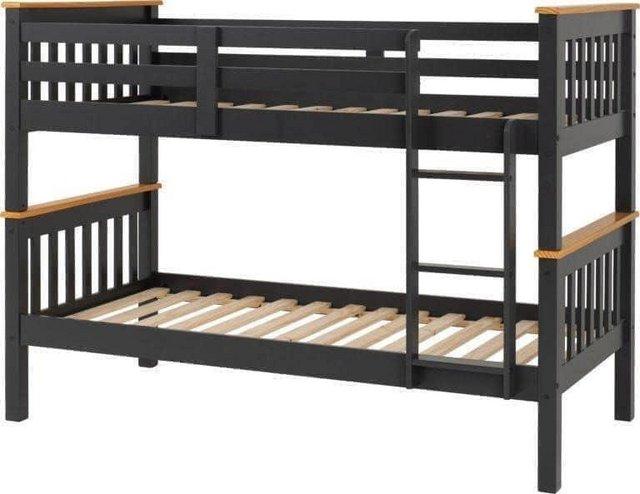 Preview of the first image of NEPTUNE GREY/OAK BUNK BED FRAME ONLY.