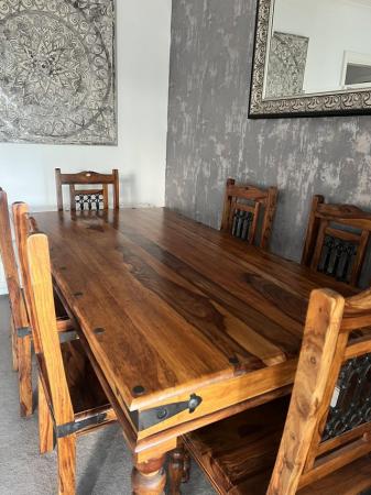 Image 1 of Dining Table & Six Chairs. Solid wood.