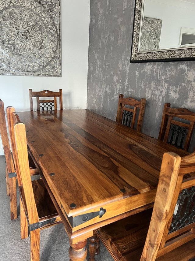 Preview of the first image of Dining Table & Six Chairs. Solid wood..