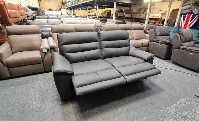 Image 9 of Carter grey leather electric recliner 3 seater sofa