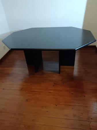 Image 2 of Black ash octagonal expanding dining table.