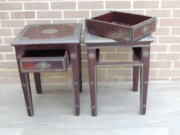 Image 11 of Pair of Indian Bedside Tables (UK Delivery)