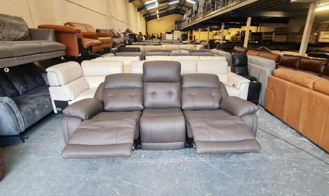 Image 8 of La-z-boy El Paso brown leather electric 3 seater sofa