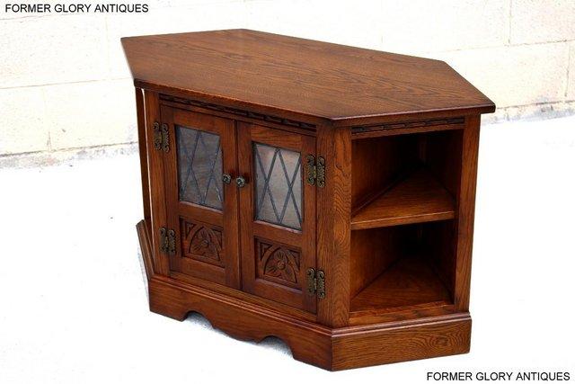 Image 32 of AN OLD CHARM LIGHT OAK CORNER TV DVD CD CABINET STAND TABLE