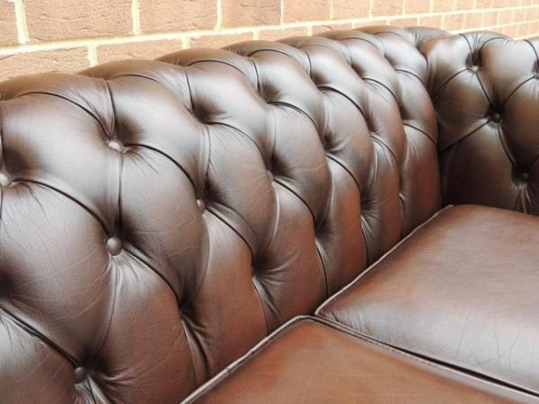 Image 6 of Saxon Chesterfield Antique Brown Sofa (UK Delivery)