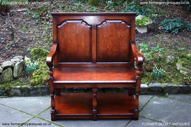 Image 4 of A TITCHMARSH AND GOODWIN TAVERN SEAT HALL SETTLE BENCH PEW