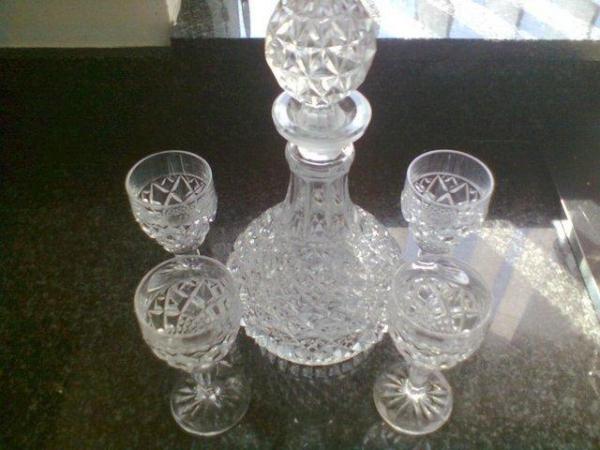 Image 1 of Glass Decanter and Four Glasses