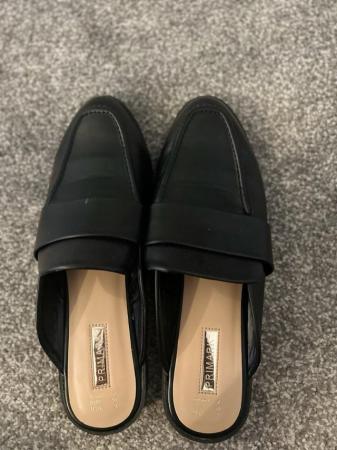 Image 3 of Black primark faux leather loafer/mules