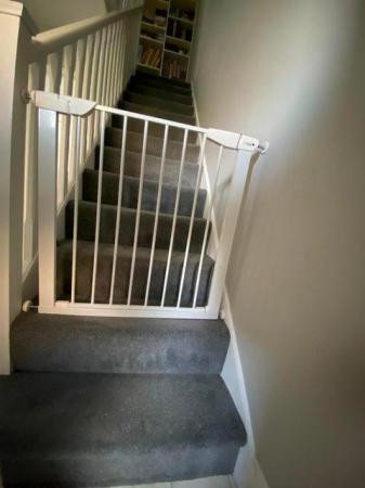 Image 1 of White safety stairs gate for children or pets