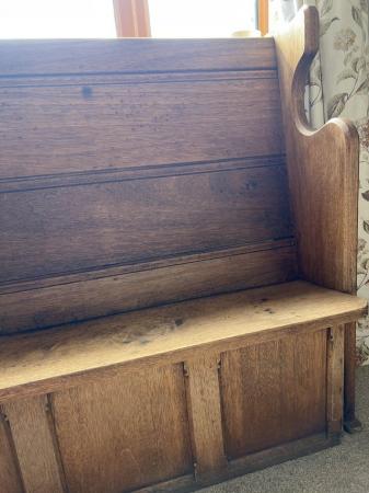 Image 2 of Antique solid oak church pew