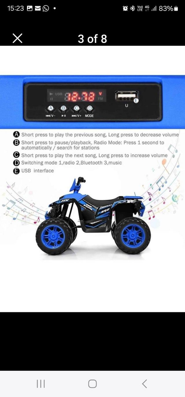 Preview of the first image of Kids electric quad bike, 3+ hardly used.