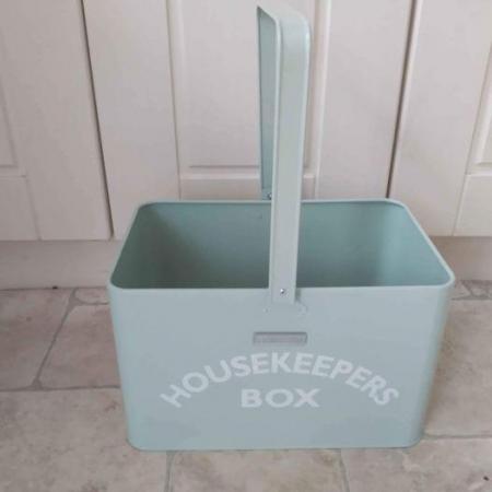 Image 3 of LOVELY NEW BENTLEY METAL DUCK EGG BLUE HOUSEKEEPERS BOX