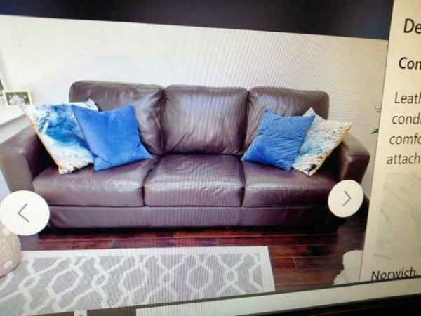 Image 1 of Soft leather sofa 3 seats available for sale