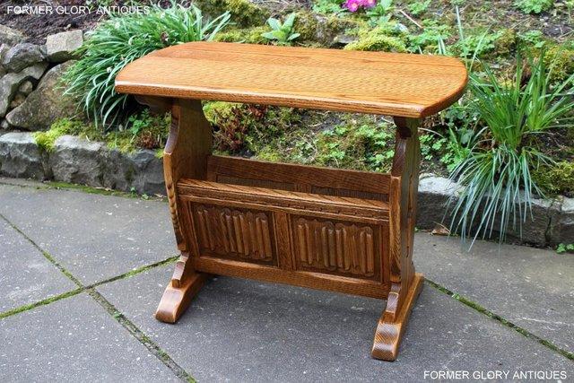 Image 39 of AN OLD CHARM VINTAGE OAK MAGAZINE RACK COFFEE LAMP TABLE