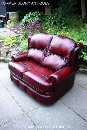 Image 43 of SAXON OXBLOOD RED LEATHER CHESTERFIELD SETTEE SOFA ARMCHAIR