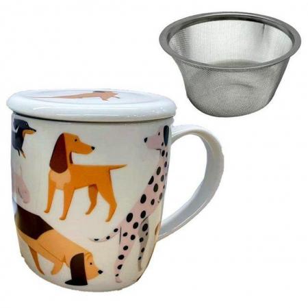 Image 3 of Porcelain Mug & Infuser Set - Bark Dog.  Free uk postage