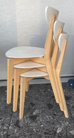 Image 2 of Set of 3 stackable wooden kitchen/dining room chairs