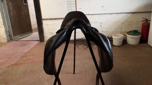 Image 2 of Dark brown devoucoux saddle 17’”