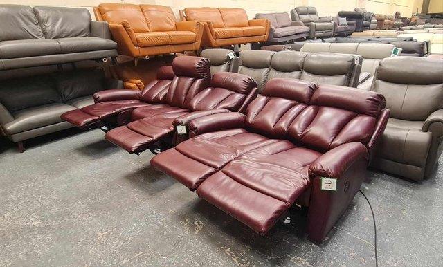 Image 4 of La-z-boy Georgina burgundy leather electric 3+2 seater sofas