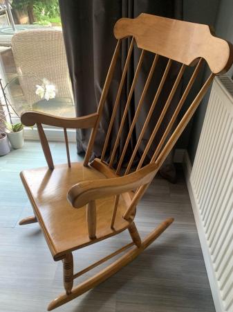 Image 3 of Large Wooden Rocking Chair.