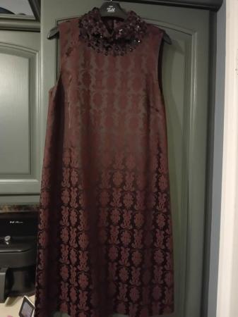 Image 3 of NEXT dress satin embellished dark wine colour