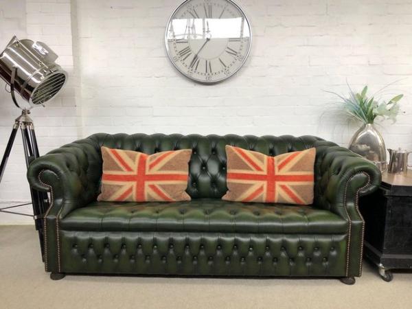 Image 1 of Stunning Parliament green Chesterfield sofa. Can deliver.