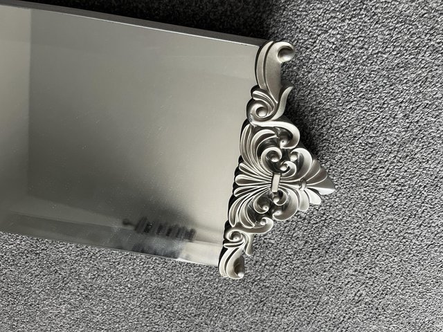Preview of the first image of Silver Ornate Rectangle Mirror - Very Good Condition.