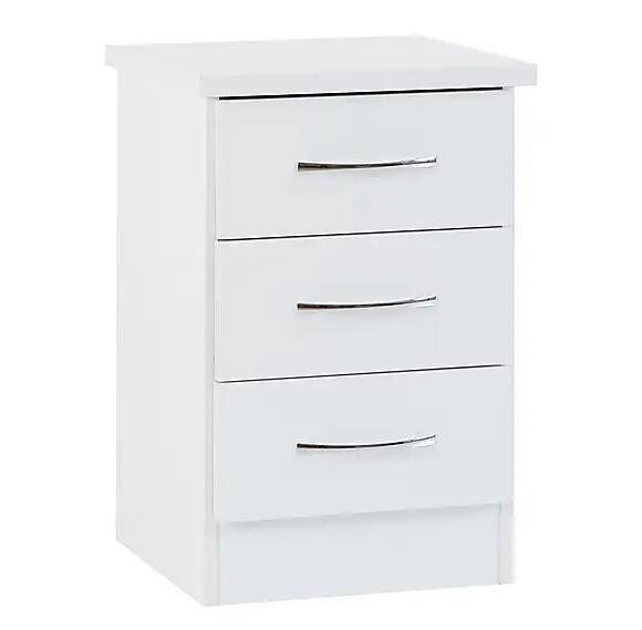 Preview of the first image of NEVADA 3 DRAWER BEDSIDE IN WHITE GLOSS.
