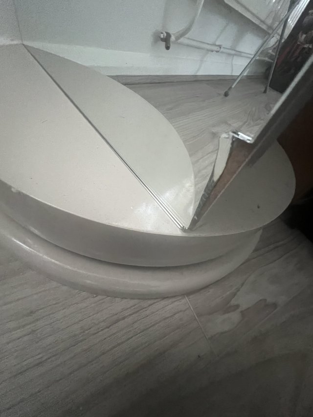 Preview of the first image of Rotating standing mirror with shelves at the back.
