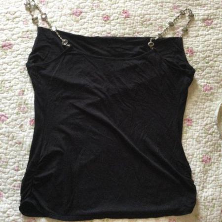 Image 4 of AUTOGRAPH Jewelled Straps Black Strappy Top sz14