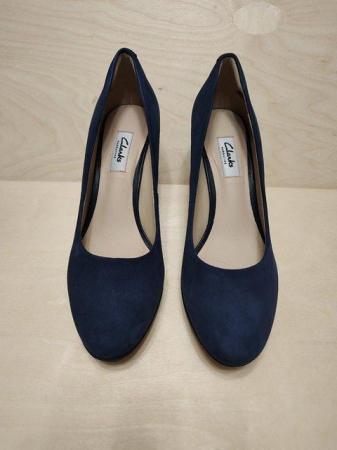 Image 3 of New Clark's Narrative Kendra Sienna Navy Suede Shoes UK 5.5