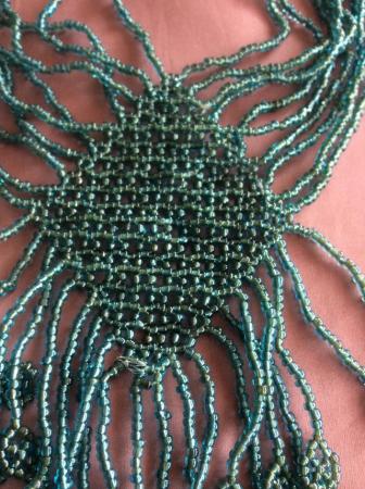 Image 1 of Turquoise small bead woven necklace