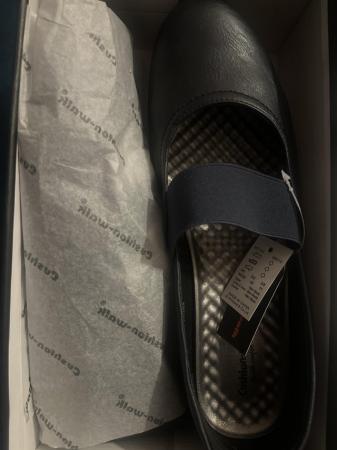 Image 1 of NIB tagged navy cushion walk shoe with elastic Mary Jane