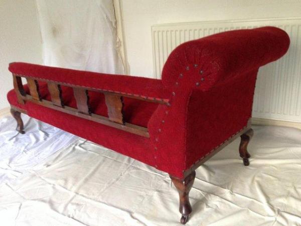Image 3 of Edwardian Chaise Longue - moquette upholstery.