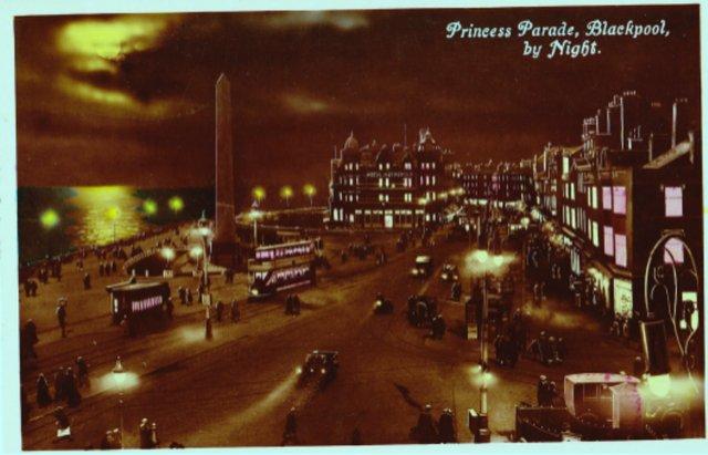 Image 1 of Princess Parade, Blackpool, by Night c1928