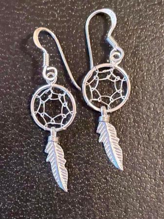 Image 2 of Sterling silver Dreamcatcher earrings