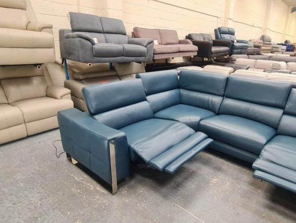 Image 15 of Torres turquoise leather electric recliner corner sofa