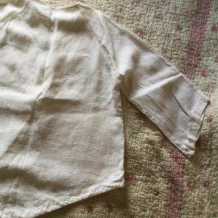 Image 8 of Vintage Size M FCUK Pure Linen White 1/2 Zip Angle Top