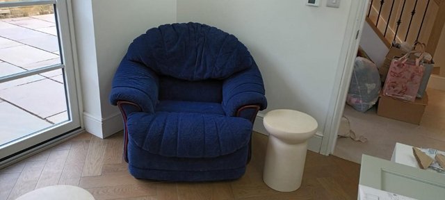 Image 3 of 3 piece suite - 3 seater 2 seater armchair blue